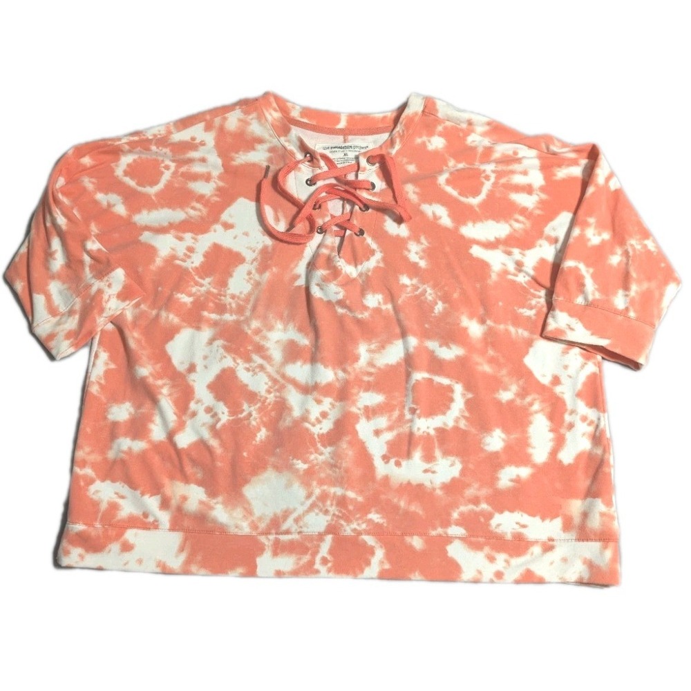 The Sweatshirt Project Tie Dye Lace Up Sweatshirt Womens‎ XL Orange White